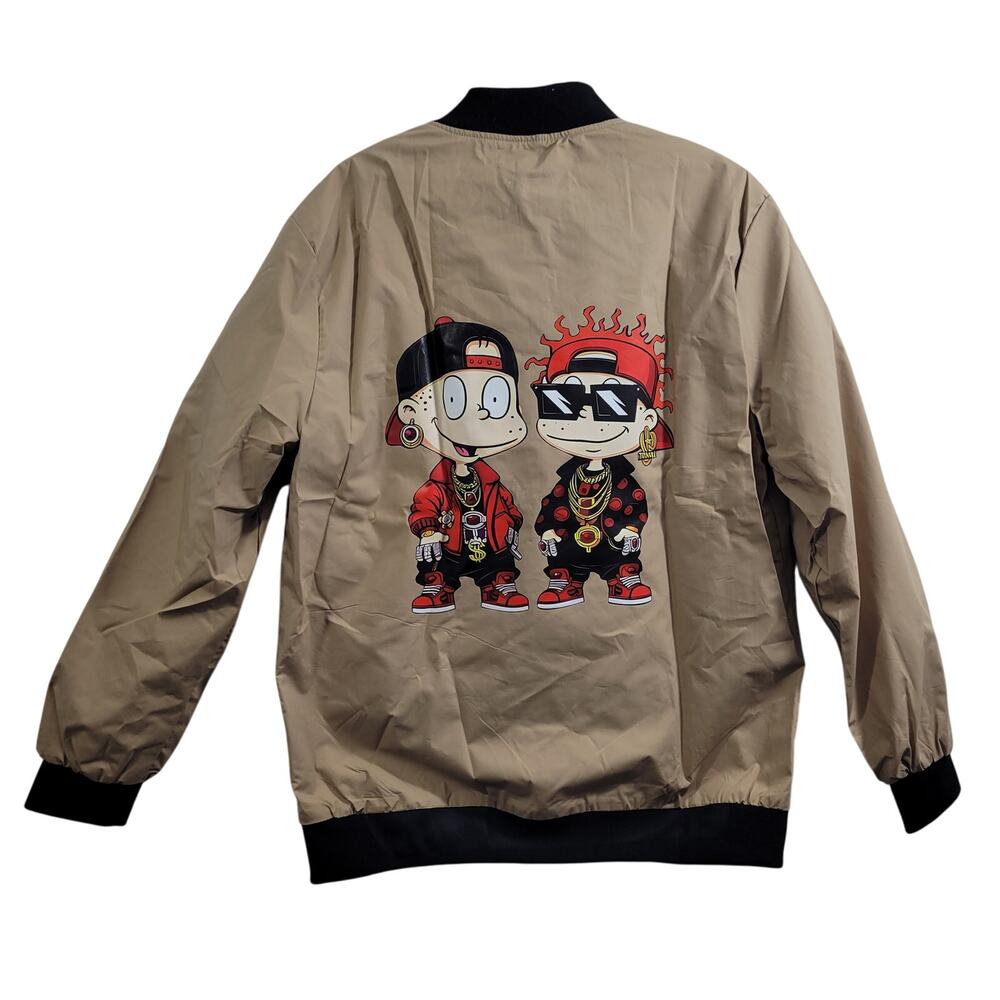 Men's Gold Hip Hop Kids Graphic Print Bomber Jacket Size M 41025-1108 - Picture 8 of 9